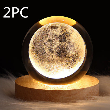 Luminous Starry Sky And Planets Moon Moon Crystal Ball Small Night Lamp Projection