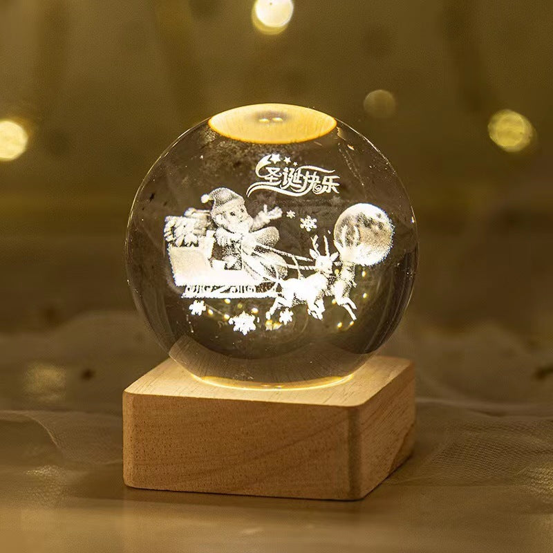 Luminous Starry Sky And Planets Moon Moon Crystal Ball Small Night Lamp Projection