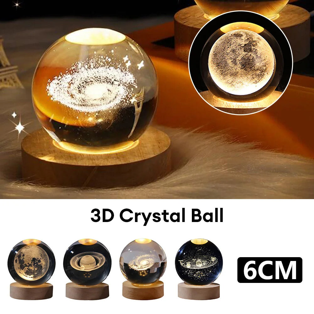 Luminous Starry Sky And Planets Moon Moon Crystal Ball Small Night Lamp Projection