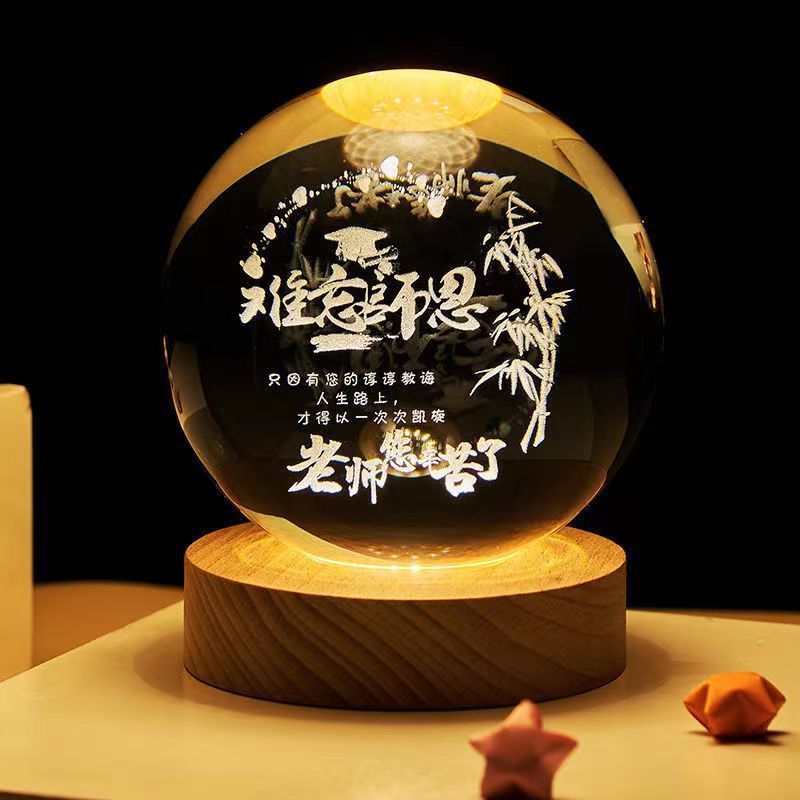 Luminous Starry Sky And Planets Moon Moon Crystal Ball Small Night Lamp Projection