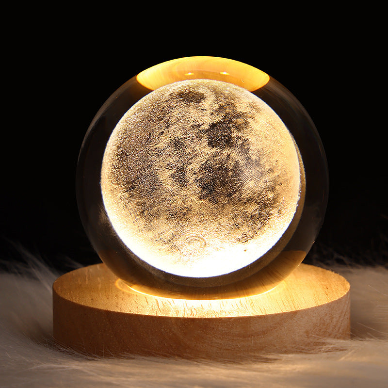 Luminous Starry Sky And Planets Moon Moon Crystal Ball Small Night Lamp Projection