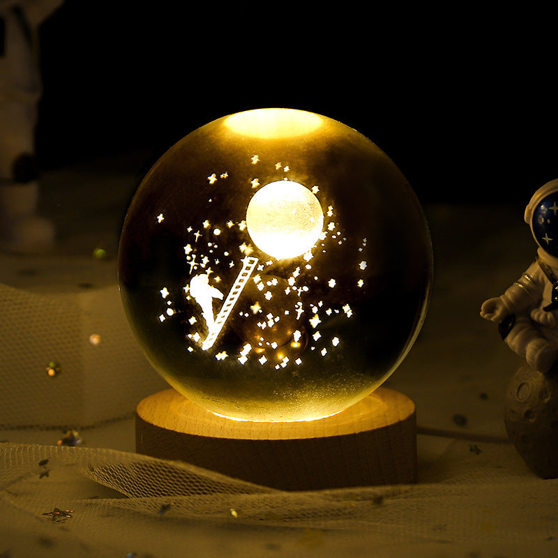 Luminous Starry Sky And Planets Moon Moon Crystal Ball Small Night Lamp Projection