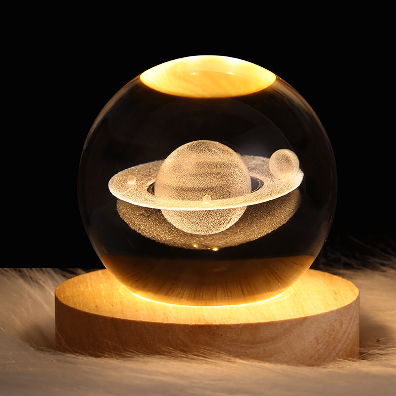 Luminous Starry Sky And Planets Moon Moon Crystal Ball Small Night Lamp Projection